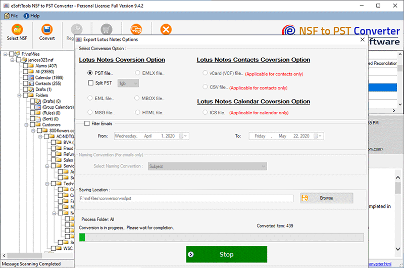 Click to view Open NSF file in Outlook 3.5 screenshot