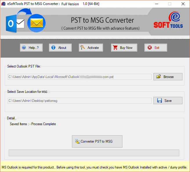 Windows 7 PST to MSG Converter 1.0 full