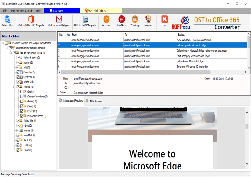 Windows 10 OST to Office365 Migrator full
