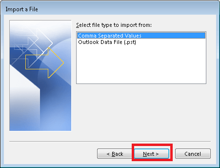 import a file (CSV)