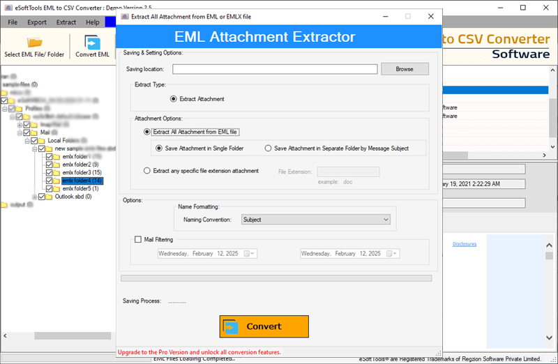eml attachment extraction options