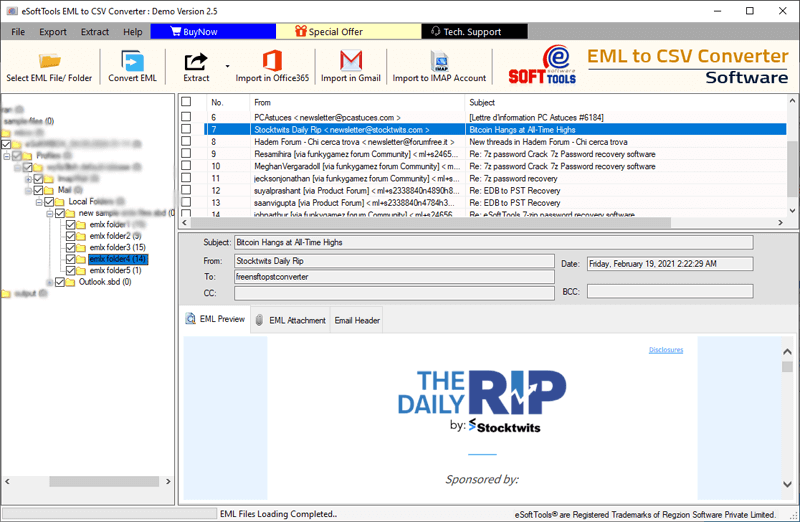 open EML files and preview