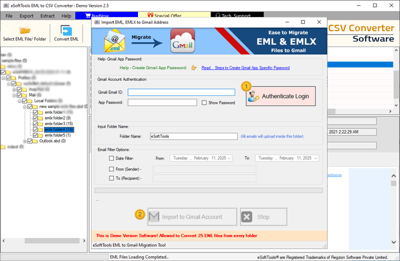eml to Gmail login