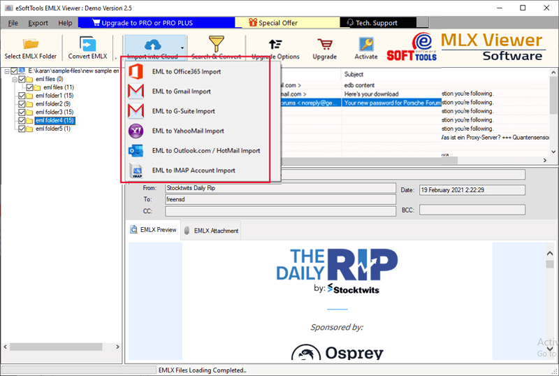 EMLX to office365 button