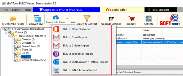 EMLX files import to cloud