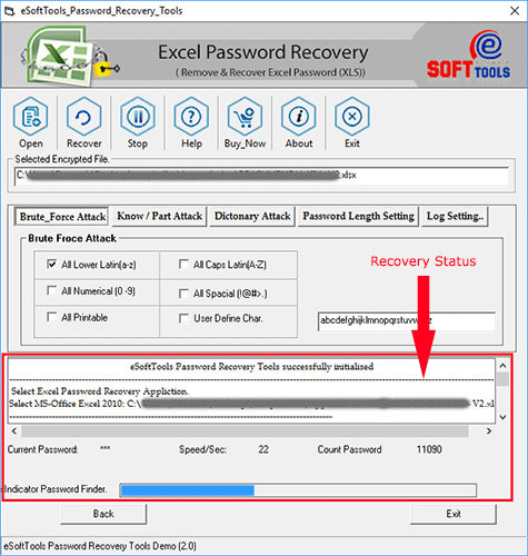 click recover & wait for password