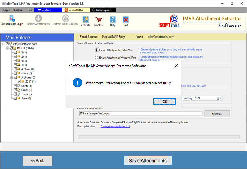 extract attachments from IMAP email account