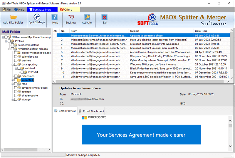 preview MBOX file emails open/view MBOX files