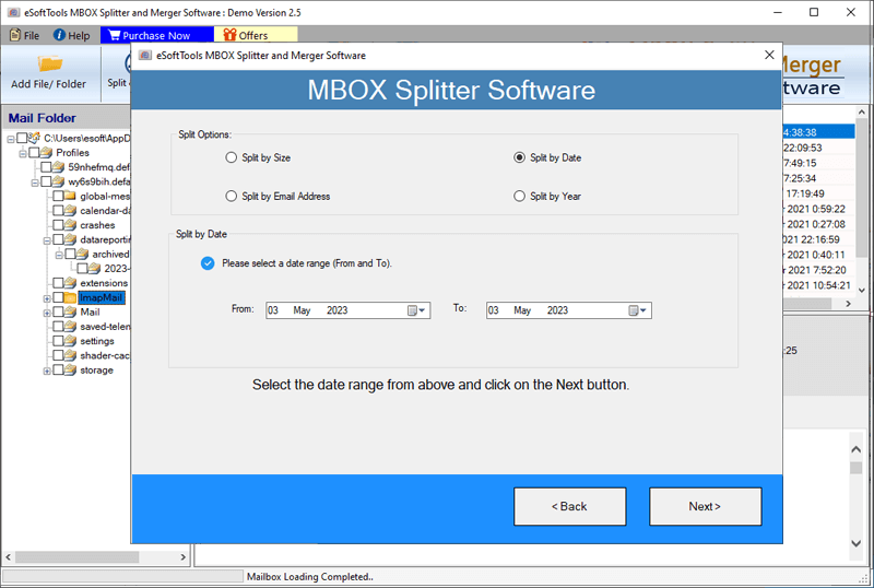 date-wise split mbox split by date