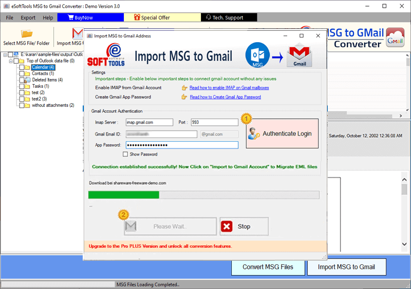eSoftTools MSG to Gmail Converter screenshot