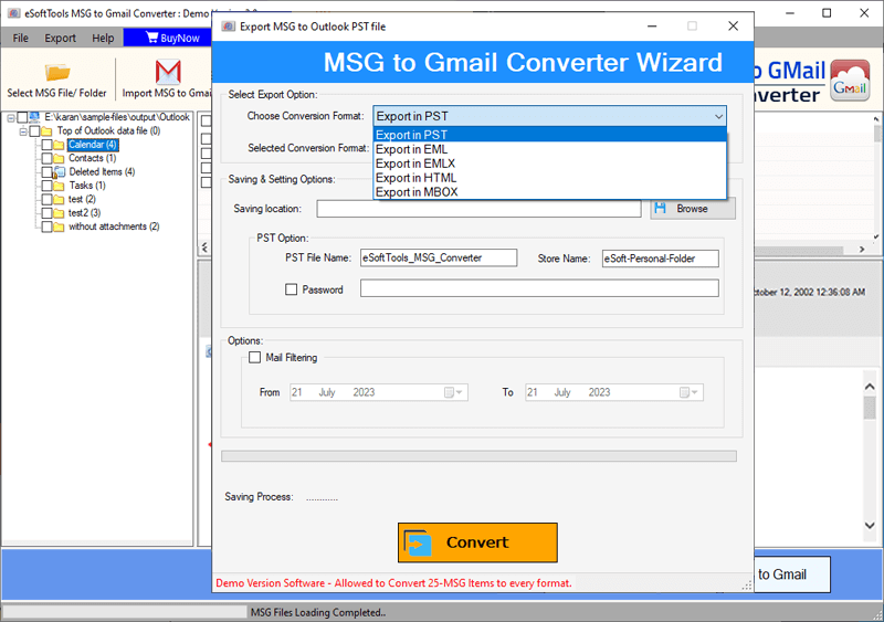 export options for saving