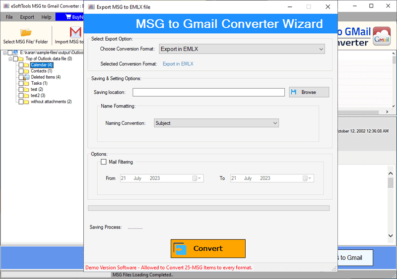mail filter/naming options