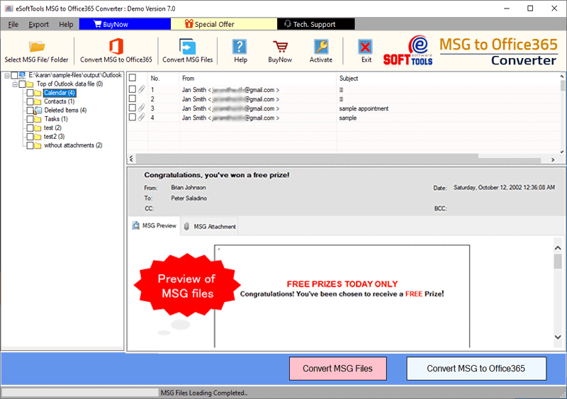 msg to office 365 software