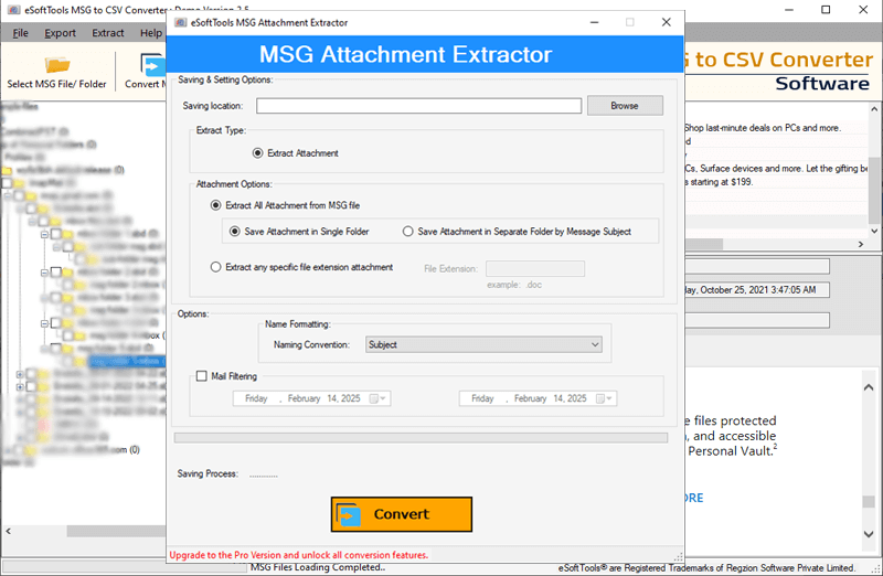 msg attachment extraction options