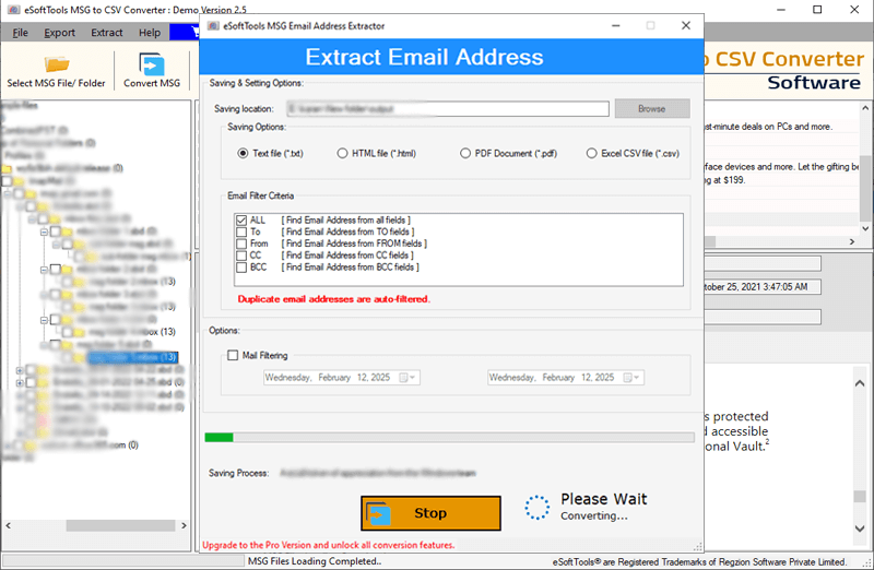 extract email address from msg emails