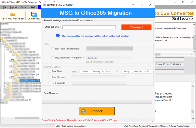 import to Office365 login