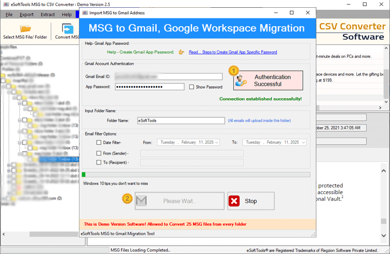 msg to Gmail migration