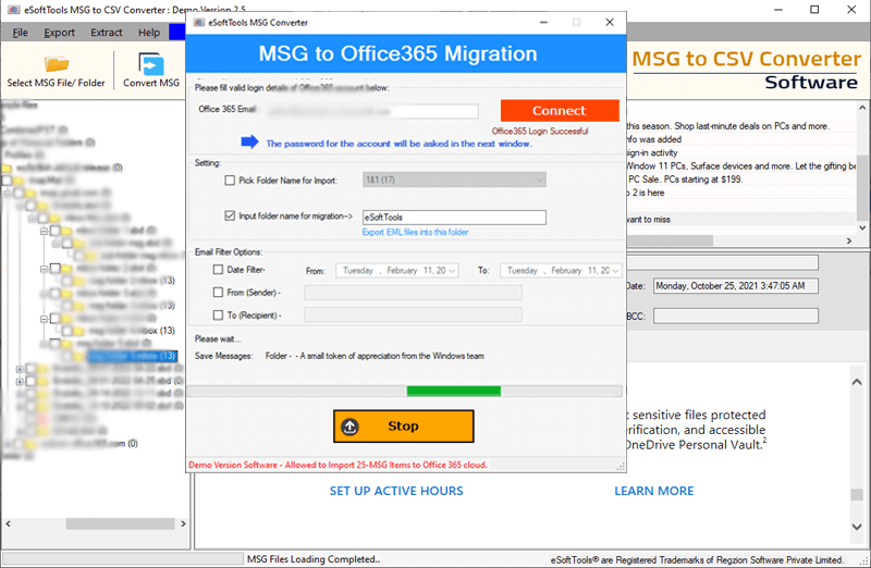 msg to office365 migration