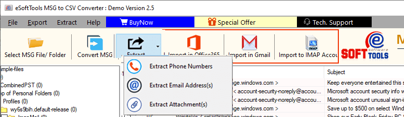 extract msg email items