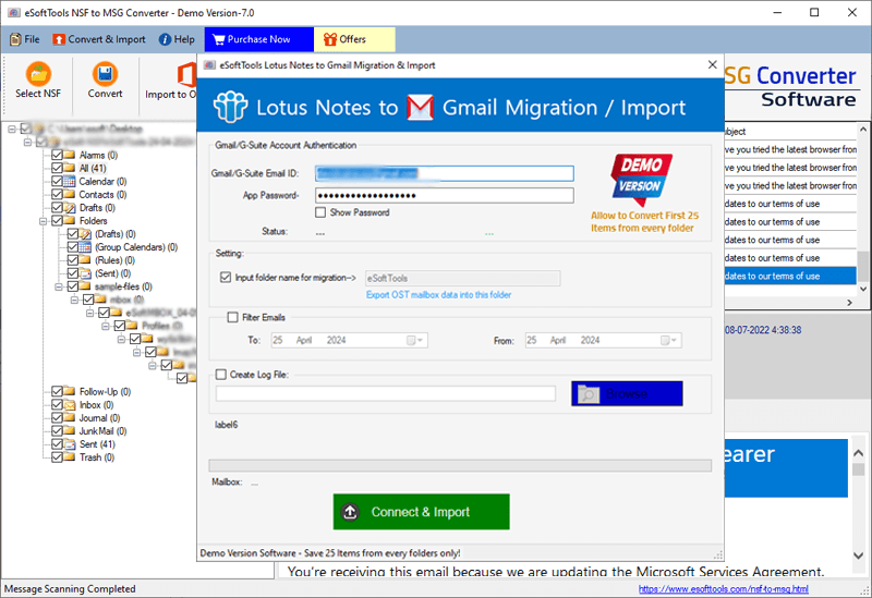 import nsf to gmail settings