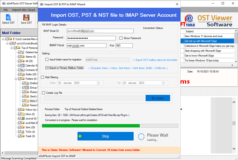 Perform OST to IMAP web mail migration Migrate OST to IMAP Server
