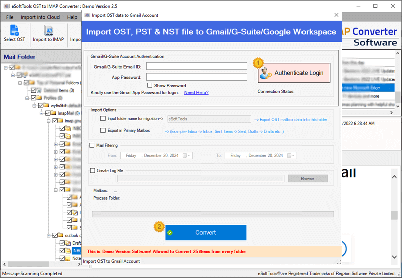 OST to Gmail login