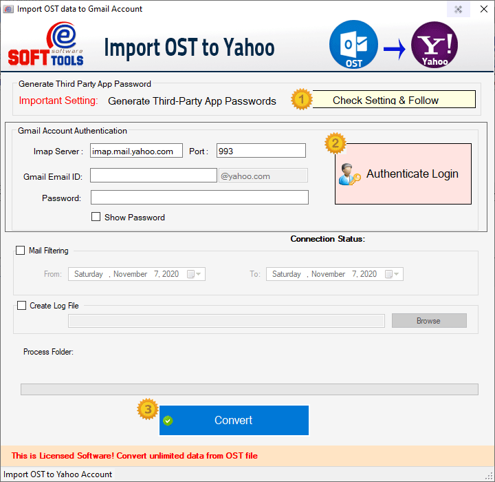 Import Ost email to Yahoo