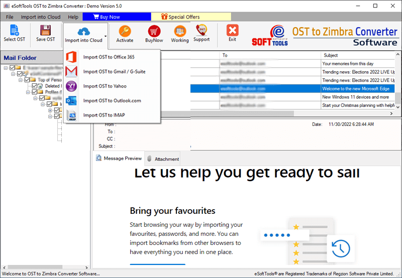 ost to cloud import options