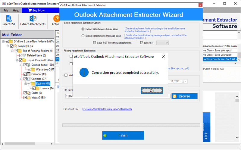 attachments extraction process completion
