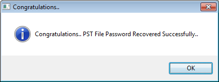message after PST file password recovery