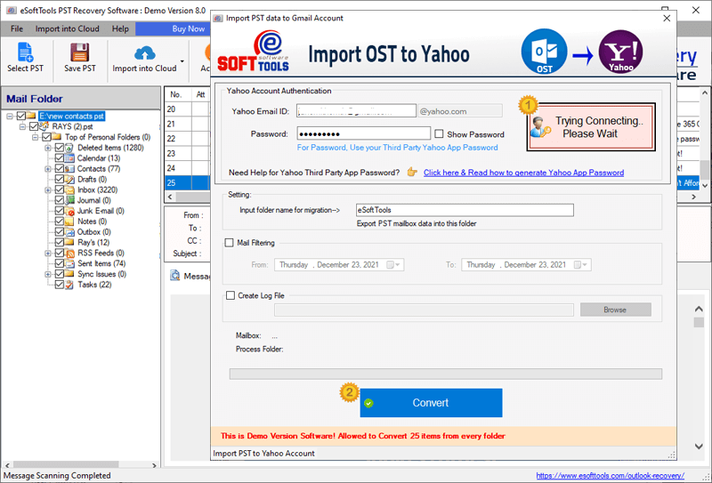 PST to YahooMail Migration