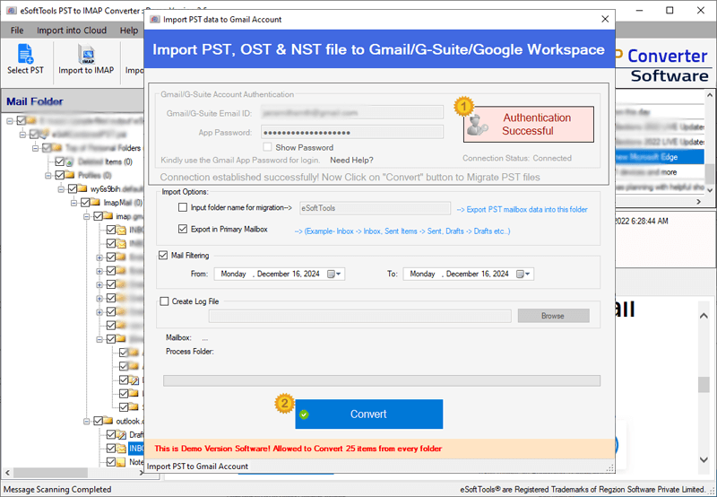 PST to Gmail login