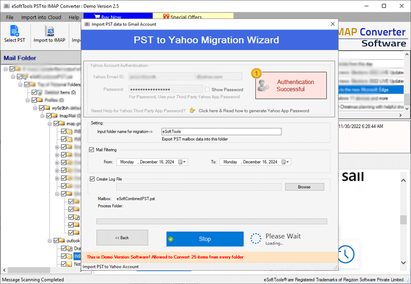 PST to Yahoo migration