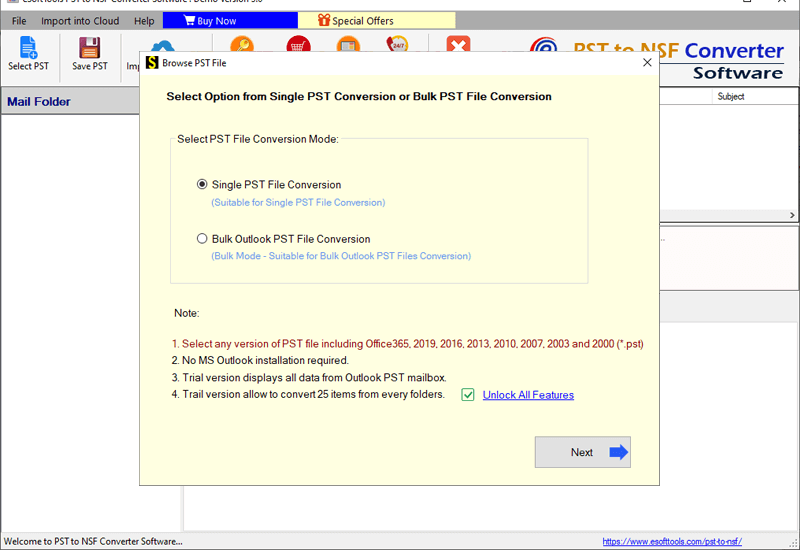 convert single or multiple pst
