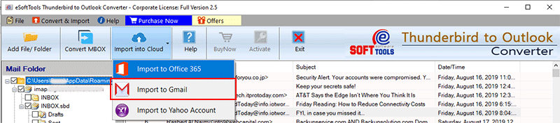 convert thunderbird to gmail